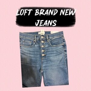LOFT Denim High-Rise Jeans with Button Detail